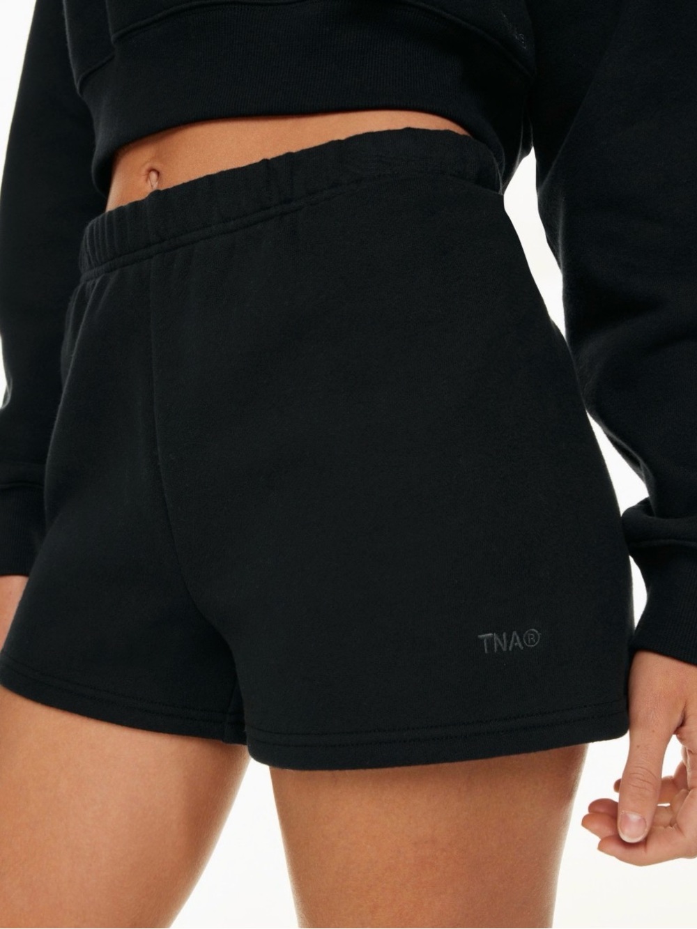 TNA Black Elastic-Waist Athletic Shorts
